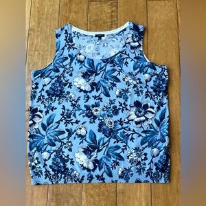 Talbots Charming Shell in Blue Floral. Print Plus Size 1X